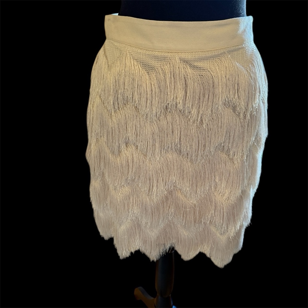 Ella Moss Stardust Fringe bohemian Mini Skirt. Beige.NWT. Sz 6.
